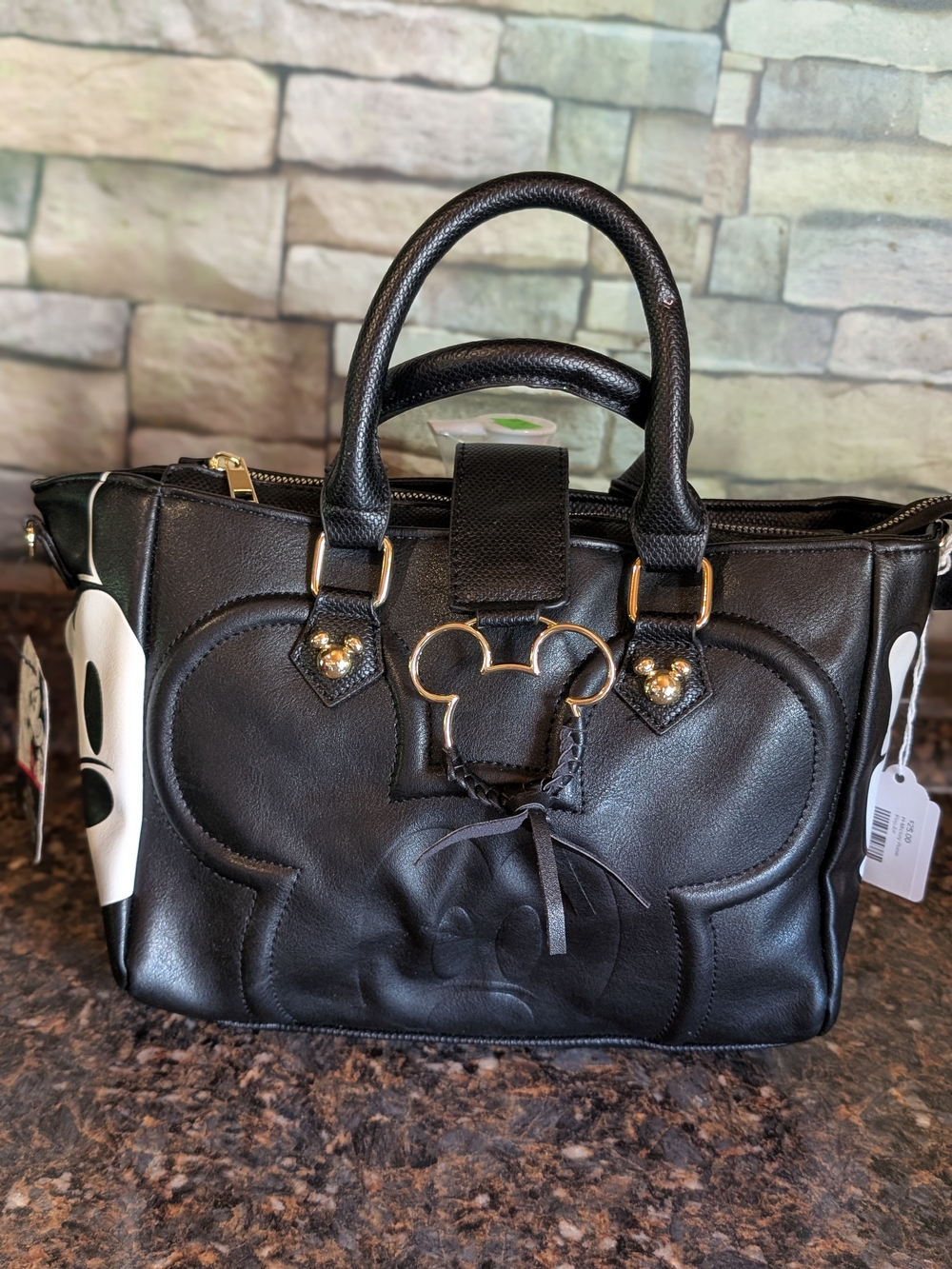 Disney Black Mickey Ear Satchel with Gold Accents